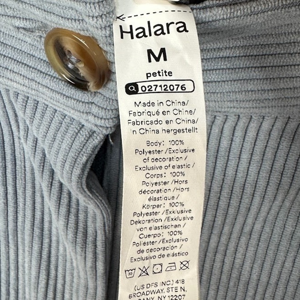Halara Pants Womens Medium Petite Gray AuraCord Cloud Corduroy Wide Leg Comfort - Picture 7 of 11